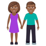 👫🏾 Emoji Mann und Frau halten Hände: mitteldunkle Hautfarbe JoyPixels 7.0.