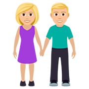 👫🏼 Emoji Mann und Frau halten Hände: mittelhelle Hautfarbe JoyPixels 7.0.