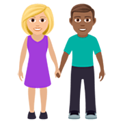 👩🏼‍🤝‍👨🏾 Emoji Mann und Frau halten Hände: mittelhelle Hautfarbe, mitteldunkle Hautfarbe JoyPixels 7.0.