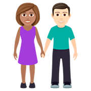 Mann und Frau halten Hände: mittlere Hautfarbe, helle Hautfarbe JoyPixels 7.0.