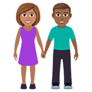 👩🏽‍🤝‍👨🏾 Emoji Homem E Mulher De Mãos Dadas: Pele Morena E Pele Morena Escura na JoyPixels 7.0.