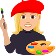 Emoji 👩🏼‍🎨 Artista Donna: Carnagione Abbastanza Chiara su JoyPixels 7.0.