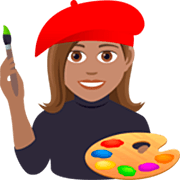 Emoji 👩🏽‍🎨 Artista Donna: Carnagione Olivastra su JoyPixels 7.0.