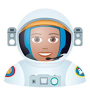 Émoji 👩🏽‍🚀 Astronaute Femme : Peau Légèrement Mate sur JoyPixels 7.0.