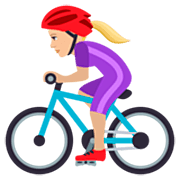 Emoji 🚴🏼‍♀️ Ciclista Donna: Carnagione Abbastanza Chiara su JoyPixels 7.0.