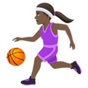 ⛹🏿‍♀️ Emoji Mujer Botando Un Balón: Tono De Piel Oscuro en JoyPixels 7.0.
