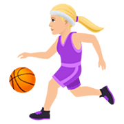 ⛹🏼‍♀️ Emoji Mujer Botando Un Balón: Tono De Piel Claro Medio en JoyPixels 7.0.