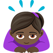 🙇🏿‍♀️ Emoji Mulher Fazendo Reverência: Pele Escura na JoyPixels 7.0.