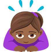 🙇🏾‍♀️ Emoji Mujer Haciendo Una Reverencia: Tono De Piel Oscuro Medio en JoyPixels 7.0.