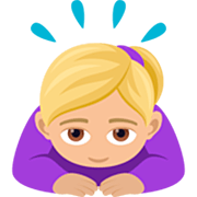 🙇🏼‍♀️ Emoji Mujer Haciendo Una Reverencia: Tono De Piel Claro Medio en JoyPixels 7.0.