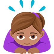 🙇🏽‍♀️ Emoji Mulher Fazendo Reverência: Pele Morena na JoyPixels 7.0.