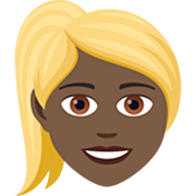 Emoji 👱🏿‍♀️ Donna Bionda: Carnagione Scura su JoyPixels 7.0.