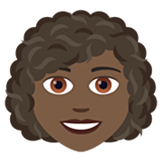👩🏿‍🦱 Emoji Mulher: Pele Escura E Cabelo Cacheado na JoyPixels 7.0.