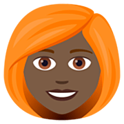 👩🏿‍🦰 Emoji Frau: dunkle Hautfarbe, rotes Haar JoyPixels 7.0.