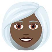 👩🏿‍🦳 Emoji Frau: dunkle Hautfarbe, weißes Haar JoyPixels 7.0.