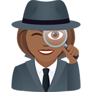 🕵🏾‍♀️ Emoji Detective Mujer: Tono De Piel Oscuro Medio en JoyPixels 7.0.