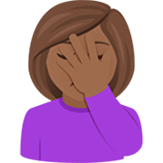 🤦🏾‍♀️ Emoji sich an den Kopf fassende Frau: mitteldunkle Hautfarbe JoyPixels 7.0.