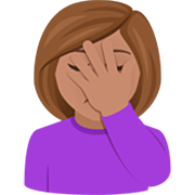 🤦🏽‍♀️ Emoji sich an den Kopf fassende Frau: mittlere Hautfarbe JoyPixels 7.0.