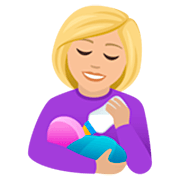 👩🏼‍🍼 Emoji Mulher Alimentando Bebê: Pele Morena Clara na JoyPixels 7.0.