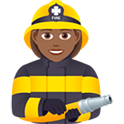 👩🏾‍🚒 Emoji Feuerwehrfrau: mitteldunkle Hautfarbe JoyPixels 7.0.