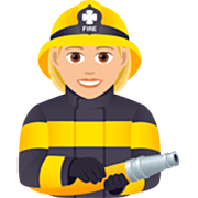 👩🏼‍🚒 Emoji Feuerwehrfrau: mittelhelle Hautfarbe JoyPixels 7.0.