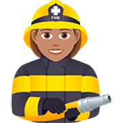 👩🏽‍🚒 Emoji Feuerwehrfrau: mittlere Hautfarbe JoyPixels 7.0.