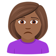 🙍🏾‍♀️ Emoji Mulher Franzindo A Sobrancelha: Pele Morena Escura na JoyPixels 7.0.