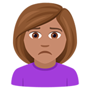 🙍🏽‍♀️ Emoji missmutige Frau: mittlere Hautfarbe JoyPixels 7.0.