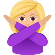 Emoji 🙅🏼‍♀️ Donna Con Gesto Di Rifiuto: Carnagione Abbastanza Chiara su JoyPixels 7.0.