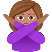 🙅🏽‍♀️ Emoji Mujer Haciendo El Gesto De «no»: Tono De Piel Medio en JoyPixels 7.0.