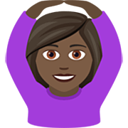 Frau mit Händen auf dem Kopf: dunkle Hautfarbe JoyPixels 7.0.