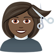 Émoji 💇🏿‍♀️ Femme Qui Se Fait Couper Les Cheveux : Peau Foncée sur JoyPixels 7.0.