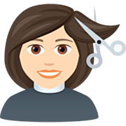 💇🏻‍♀️ Emoji Mulher Cortando O Cabelo: Pele Clara na JoyPixels 7.0.