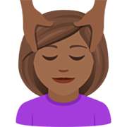 💆🏾‍♀️ Emoji Frau, die eine Kopfmassage bekommt: mitteldunkle Hautfarbe JoyPixels 7.0.