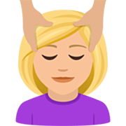 💆🏼‍♀️ Emoji Frau, die eine Kopfmassage bekommt: mittelhelle Hautfarbe JoyPixels 7.0.