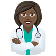 👩🏿‍⚕️ Emoji Mulher Profissional Da Saúde: Pele Escura na JoyPixels 7.0.