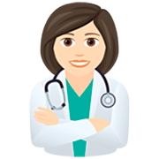 👩🏻‍⚕️ Emoji Mulher Profissional Da Saúde: Pele Clara na JoyPixels 7.0.