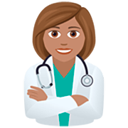 👩🏽‍⚕️ Emoji Profesional Sanitario Mujer: Tono De Piel Medio en JoyPixels 7.0.