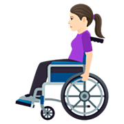 👩🏻‍🦽 Emoji Mulher Em Cadeira De Rodas Manual: Pele Clara na JoyPixels 7.0.