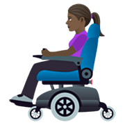 Emoji 👩🏿‍🦼 Donna Su Sedia A Rotelle Motorizzata: Carnagione Scura su JoyPixels 7.0.