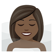 🧖🏿‍♀️ Emoji Mujer En Una Sauna: Tono De Piel Oscuro en JoyPixels 7.0.