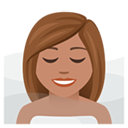 🧖🏽‍♀️ Emoji Mujer En Una Sauna: Tono De Piel Medio en JoyPixels 7.0.