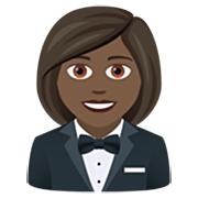 🤵🏿‍♀️ Emoji Frau im Smoking: dunkle Hautfarbe JoyPixels 7.0.