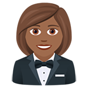 🤵🏾‍♀️ Emoji Frau im Smoking: mitteldunkle Hautfarbe JoyPixels 7.0.