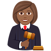 👩🏾‍⚖️ Emoji Juíza: Pele Morena Escura na JoyPixels 7.0.