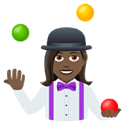 🤹🏿‍♀️ Emoji Jongleurin: dunkle Hautfarbe JoyPixels 7.0.