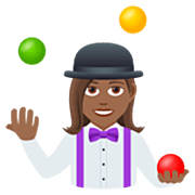 🤹🏾‍♀️ Emoji Mulher Malabarista: Pele Morena Escura na JoyPixels 7.0.