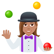 🤹🏽‍♀️ Emoji Mujer Haciendo Malabares: Tono De Piel Medio en JoyPixels 7.0.