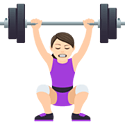 🏋🏻‍♀️ Emoji Mulher Levantando Peso: Pele Clara na JoyPixels 7.0.