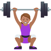 🏋🏽‍♀️ Emoji Mulher Levantando Peso: Pele Morena na JoyPixels 7.0.